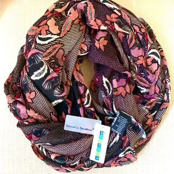 Vivante Long Lightweight Scarf Whimsigoth Dark Floral - Picture 2 of 5
